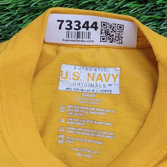 USN US Navy Shirt S/M 19x25 Yellow Spellout - Picture 10 of 13